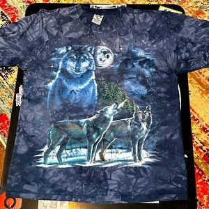 Vintage 90s tie dye wolf tee